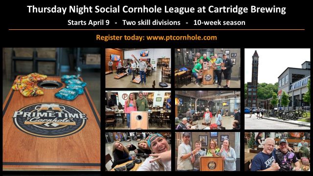 PrimeTime Social Cornhole Leagues at Cartridge Brewing